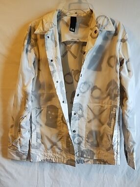 Light Gray Printed Windbreaker Jacket